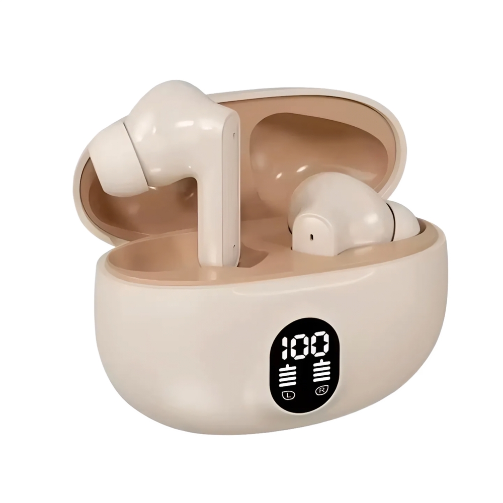 Khaki Wireless Earbuds Bluetooth 5.3 In-Ear 24H Playtime Noise-Cancelling Mic
